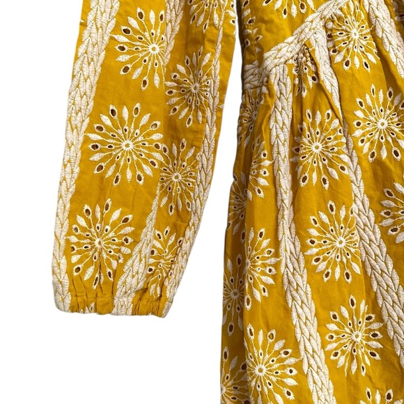 🔆 Free People, Harni Alexia Yellow Long Sleeve Mini Dress, Size Medium US 8 - Picture 7 of 11